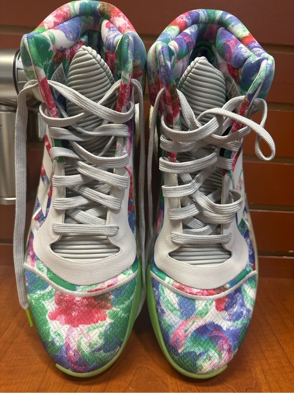 adidas Multicolor High-Top Sneakers with Neon Green Sole - Picture 3 of 6